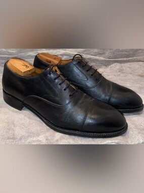 Beckett Simonon Black Cap Toe Oxford Derby Dress Shoes Lace Up Office Work 9